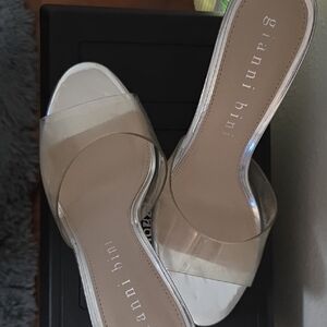 Gianni Bini Women's Clear and Silver Heels